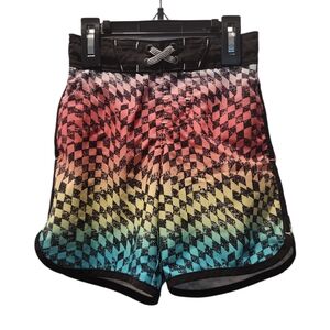 Wonder Nation Multicolor Checkered Kids Swim Trunks